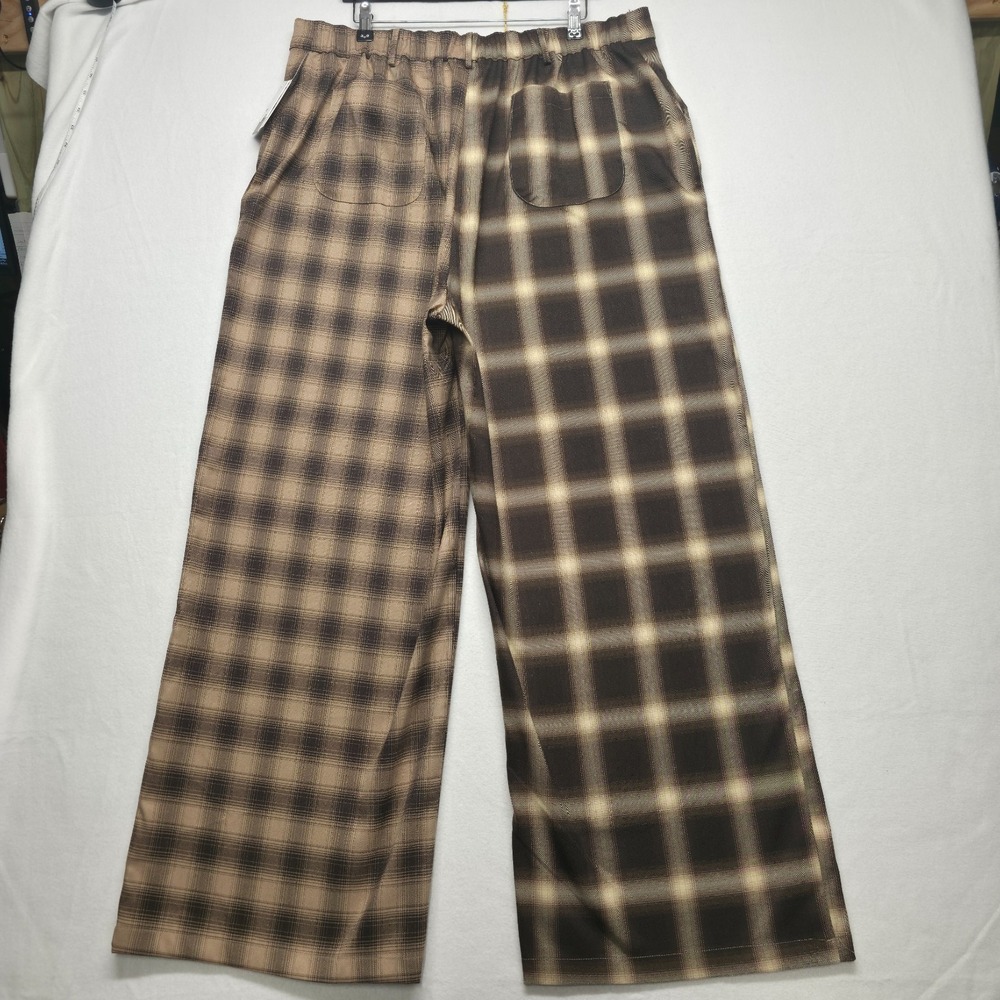 Nordstrom Women's Brown Ombre Plaid Mix High Waist Wide Leg Pants Size 2X NWT - Picture 6 of 9